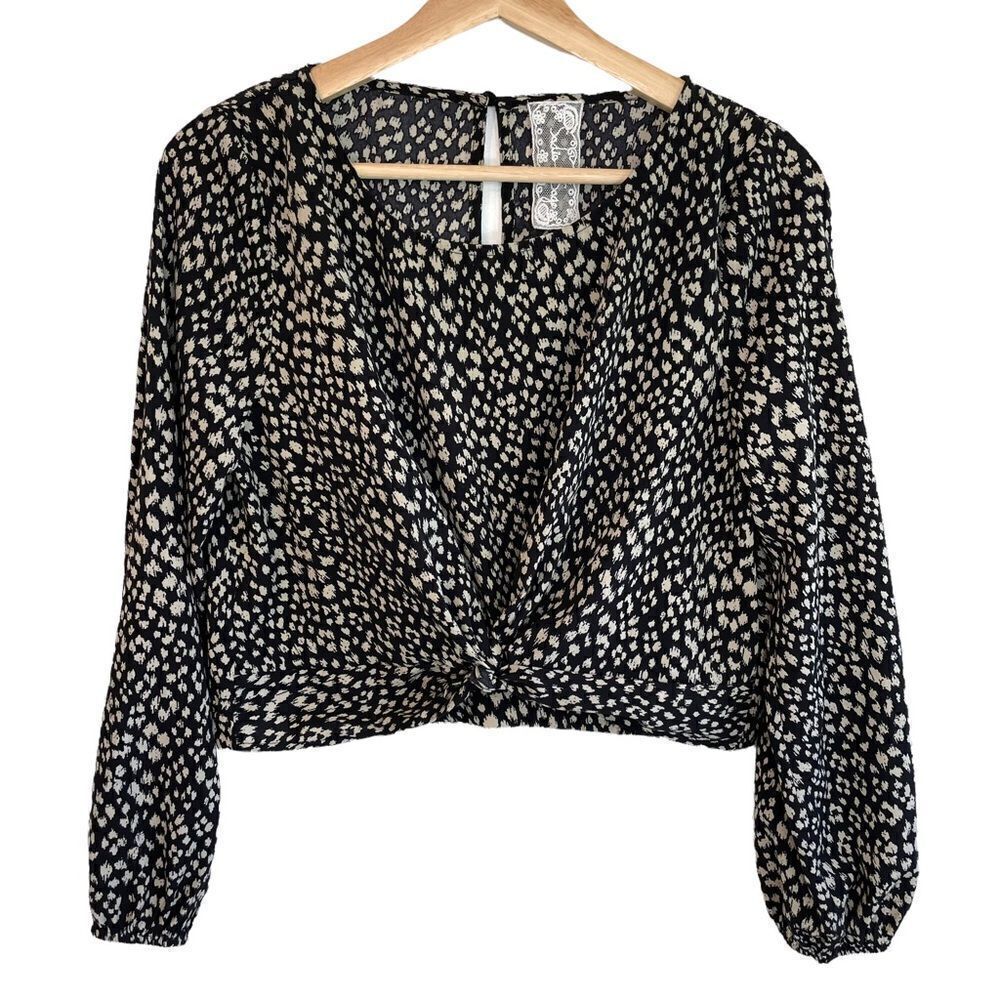 Sadie & Sage Crop Animal Print Twist Top